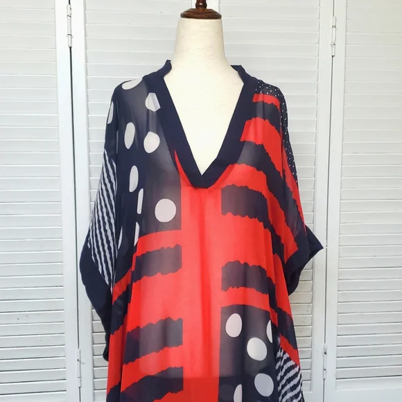 Azucar Wide Cross -Over V-Neck Tunic Swim Cover-up - Picture 6 of 8